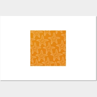 starfish aloha hawaii pattern orange and white Posters and Art